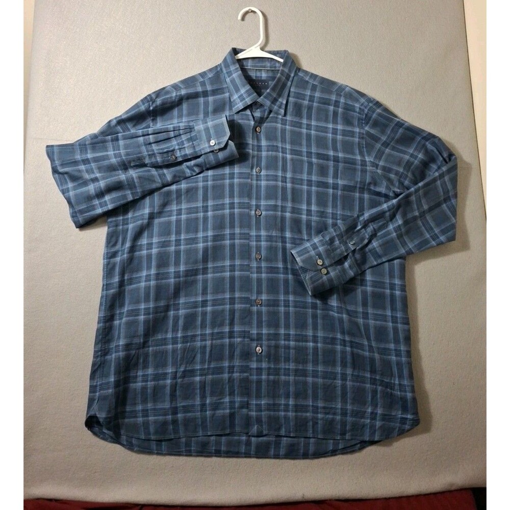 Calder Carmel Dress Shirt Men's XL Limited Edition 1/70 Plaid Blue Long Sleeve